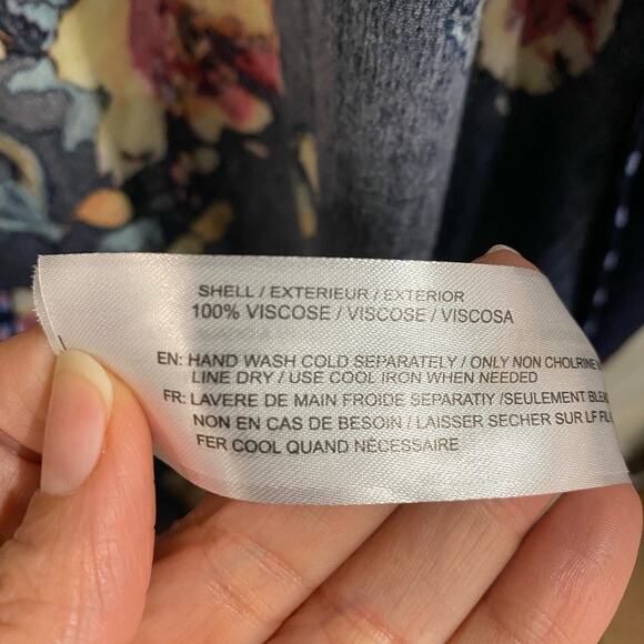 Band Of Gypsies Navy Floral Open Front Kimono Sz S - Picture 5 of 9